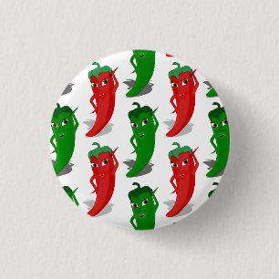 Chapa Redonda De 2,5 Cm Patrón Personalizado De Divas De Pimienta Rojo Y V