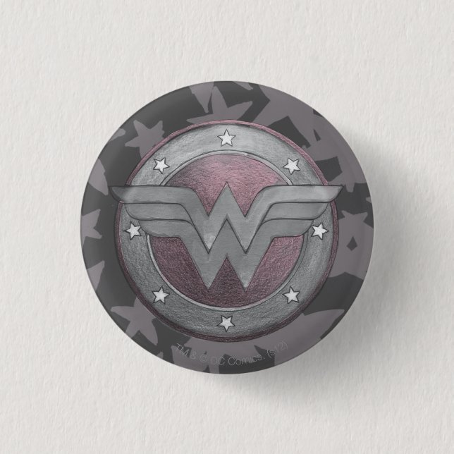 Chapa Redonda De 2,5 Cm Patrón Wonder Woman Shield (Anverso)