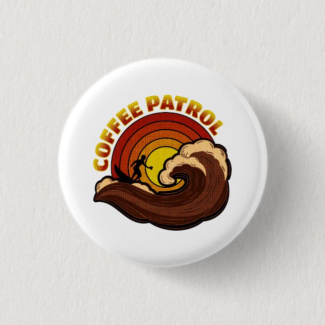 Chapa Redonda De 2,5 Cm Patrulla de café retro (Anverso)