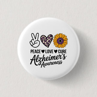 Chapa Redonda De 2,5 Cm PAZ AMOR CURA Conciencia del Alzheimer