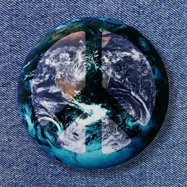 Chapa Redonda De 2,5 Cm Paz Mundial (World Peace Pinback Button)