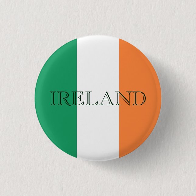 Chapa Redonda De 2,5 Cm Pbcn de Irlanda con pabellón irlandés (Anverso)