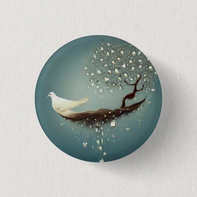 Chapa Redonda De 2,5 Cm Peace Dove y Pearl Tree (Anverso)