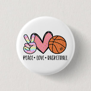 Chapa Redonda De 2,5 Cm Peace Love Basketball Heart for Women Adolescentes