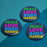 Chapa Redonda De 2,5 Cm Peace Love Biden Harris<br><div class="desc">Cute Joe Biden Kamala Harris botón electoral 2020 para un demócrata progresista que ama diseños políticos divertidos y coloridos. Peace Love Biden Harris.</div>