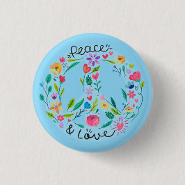 Chapa Redonda De 2,5 Cm Peace Love Button