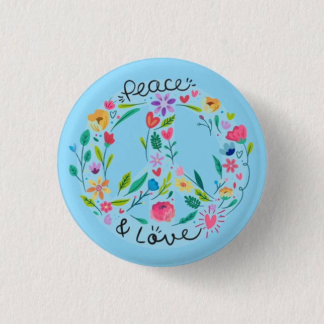 Chapa Redonda De 2,5 Cm Peace Love Button (Anverso)