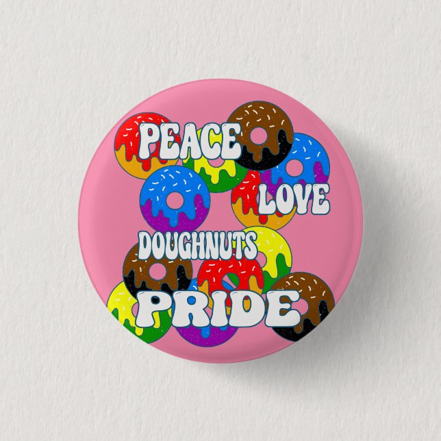 Chapa Redonda De 2,5 Cm Peace Love Doughnut Orgullo Keychain (Anverso)