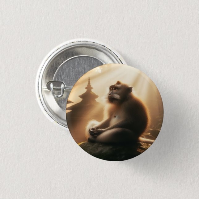 Chapa Redonda De 2,5 Cm Peaceful Monkey Button (Anverso y reverso)