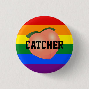 Chapa Redonda De 2,5 Cm Peach Emoji Gay Inferior