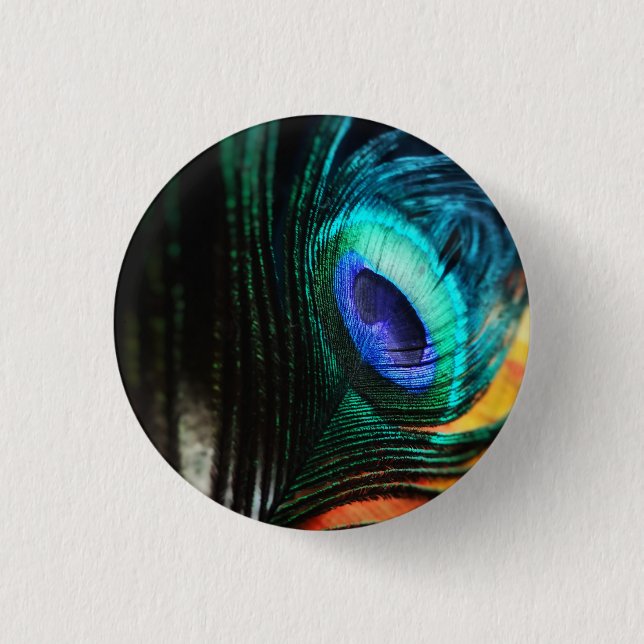 Chapa Redonda De 2,5 Cm Peakcock Feather de cerca y personal (Anverso)