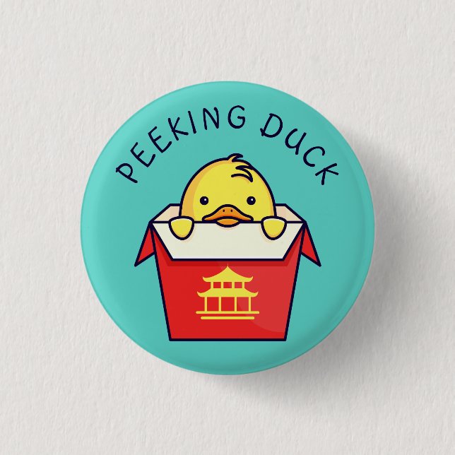 Chapa Redonda De 2,5 Cm Peeking Duck Pun (Anverso)