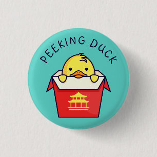 Chapa Redonda De 2,5 Cm Peeking Duck Pun