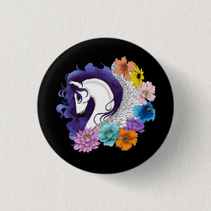 Chapa Redonda De 2,5 Cm Pegasus Floral Negro