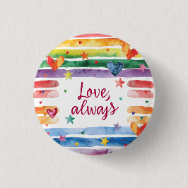 Chapa Redonda De 2,5 Cm Pegatina de arcoíris de amor siempre, corazón de a