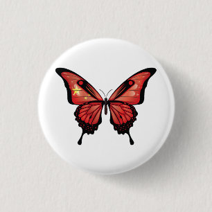 Chapa Redonda De 2,5 Cm Pegatina de la bandera de la mariposa de cola tort