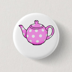 Chapa Redonda De 2,5 Cm Pegatina de la plaza Pink Betty Teapot