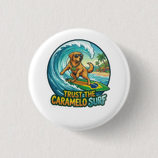 Chapa Redonda De 2,5 Cm Pegatina de meme de perro de caramelo surfista en