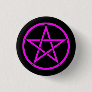 Chapa Redonda De 2,5 Cm Pentáculo negro y rosa Pentagrama