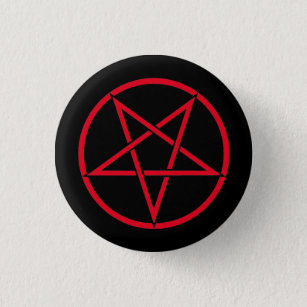 Chapa Redonda De 2,5 Cm Pentagram invertido (personalizable del color del