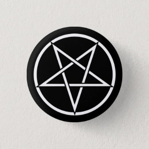 Chapa Redonda De 2,5 Cm Pentagrama invertido (personalizable de color de f