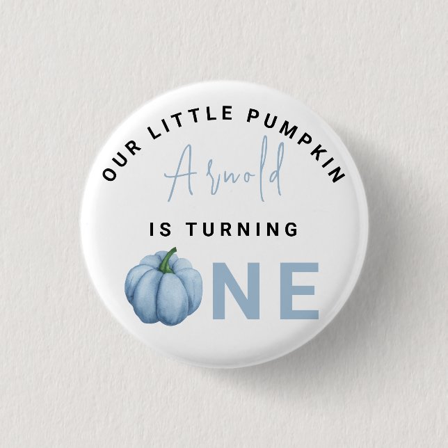 Chapa Redonda De 2,5 Cm Pequeña Calabaza primera fiesta de cumpleaños (Anverso)