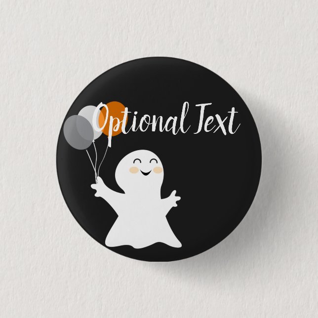 Chapa Redonda De 2,5 Cm Pequeño fantasma de Halloween con globos (Anverso)
