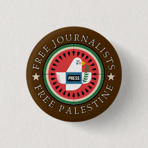 Chapa Redonda De 2,5 Cm Periodistas libres liberan a Palestina