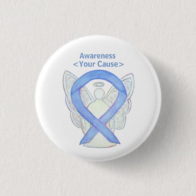 Chapa Redonda De 2,5 Cm Periwinkle Awareness Ribbon Angel Custom Button (Anverso)
