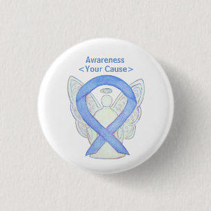 Chapa Redonda De 2,5 Cm Periwinkle Awareness Ribbon Angel Custom Button