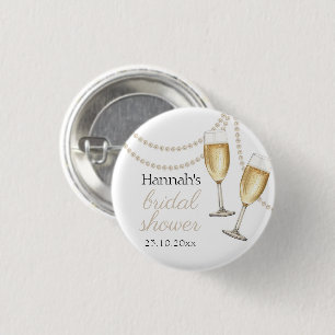 Chapa Redonda De 2,5 Cm Perlas y prosecco Elegante ducha de novia