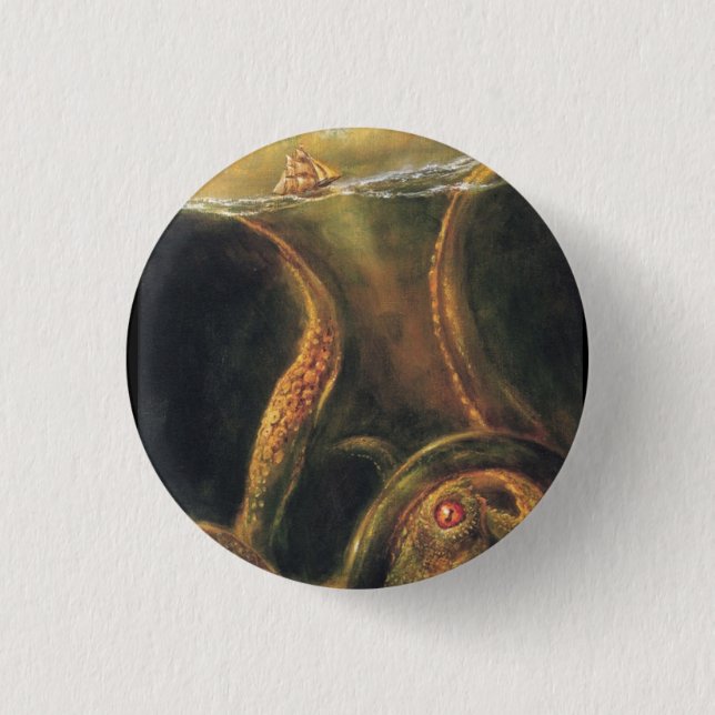 Chapa Redonda De 2,5 Cm Perno de Kraken (Anverso)