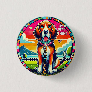 Chapa Redonda De 2,5 Cm Perrito Animado Lindo Glow 🎉 Amante de Mascotas D