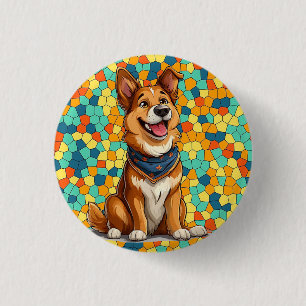 Chapa Redonda De 2,5 Cm Perro alegre de estilo cartoon