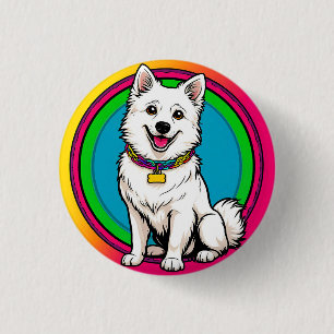 Chapa Redonda De 2,5 Cm Perro Animado Adorable con Collar