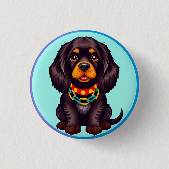 Chapa Redonda De 2,5 Cm Perro animado lindo con collar (Anverso)