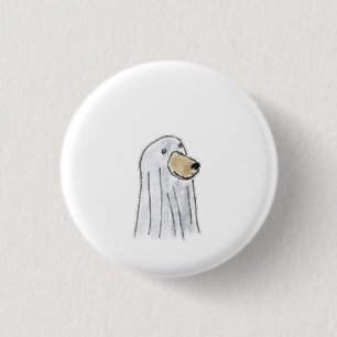Chapa Redonda De 2,5 Cm Perro con disfraz de fantasma blanco