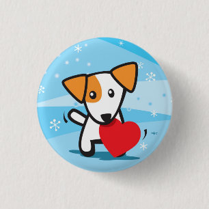 Chapa Redonda De 2,5 Cm perro con el corazón en nieve
