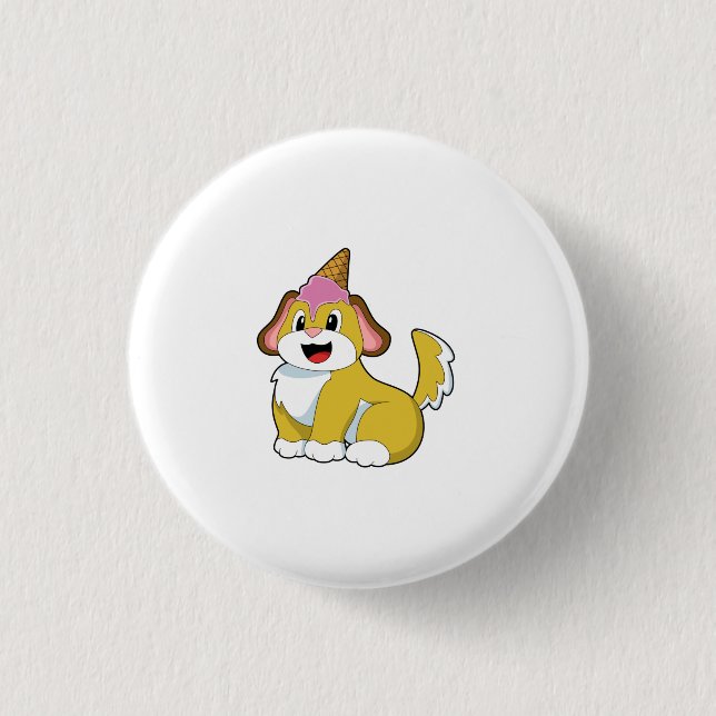 Chapa Redonda De 2,5 Cm Perro con helado Waffle (Anverso)