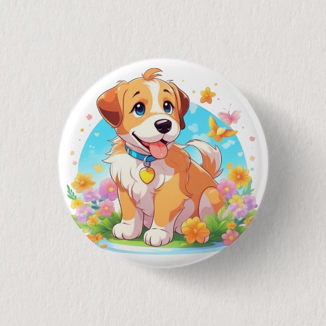 Chapa Redonda De 2,5 Cm Perro de cachorro (Anverso)