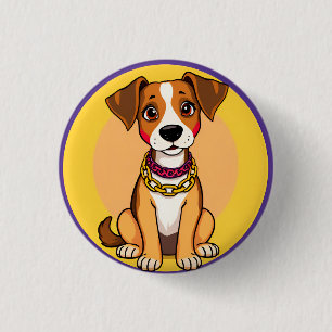 Chapa Redonda De 2,5 Cm Perro de dibujos animados adorable que lleva una c