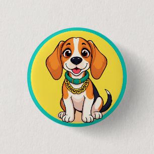 Chapa Redonda De 2,5 Cm Perro de dibujos animados adorable sonriendo alegr