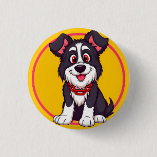 Chapa Redonda De 2,5 Cm Perro de dibujos animados adorable sonriendo alegr