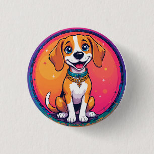 Chapa Redonda De 2,5 Cm Perro de dibujos animados alegre