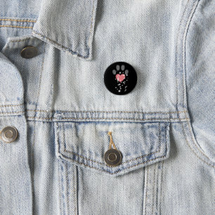 Chapa Redonda De 2,5 Cm Perro de impresión Black Starlight Pink Heart Paw