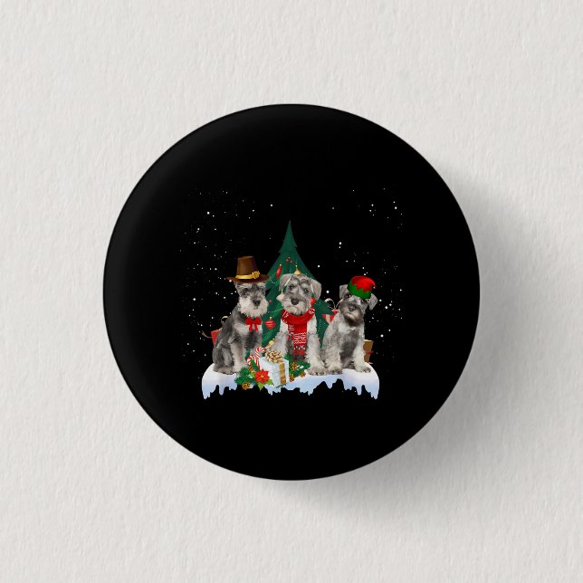 Chapa Redonda De 2,5 Cm Perro de Navidades Schnauzer en miniatura (Anverso)