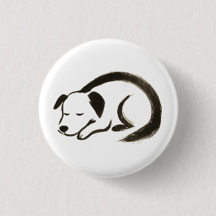 Chapa Redonda De 2,5 Cm Perro durmiente - Cepillo de tinta cómodo en