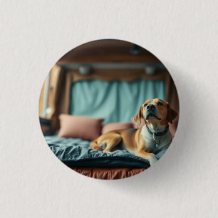 Chapa Redonda De 2,5 Cm Perro en cama