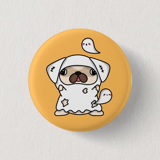 Chapa Redonda De 2,5 Cm Perro fantasma de Halloween (Anverso)