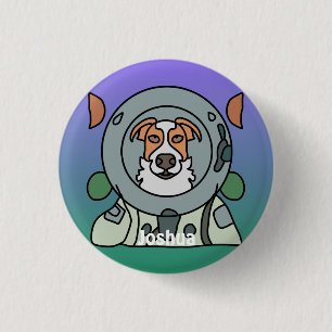 Chapa Redonda De 2,5 Cm Perro minimalista astronauta en el espacio   Graci